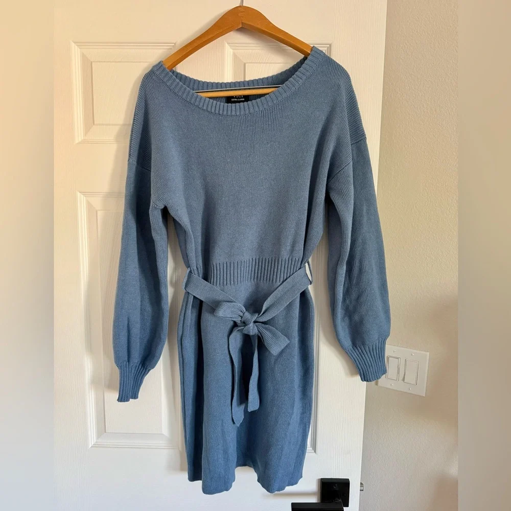 VICI Lorene Tie Waist Mini Sweater Dress - Picture 3 of 9